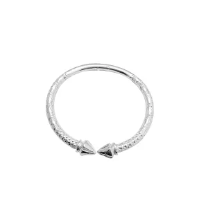 Textured Spike Adjustable Bangle Bracelet (Silver)