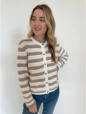 Textured Stripe Jacket | Bleach White/Sand Dollar