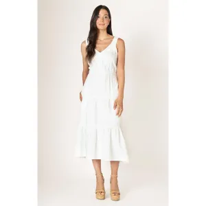 TEXTURED TIERED MIDI DRESS