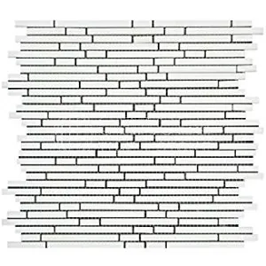 Thassos White Greek Marble Bamboo Sticks (Single color) Mosaic Tile, Polished