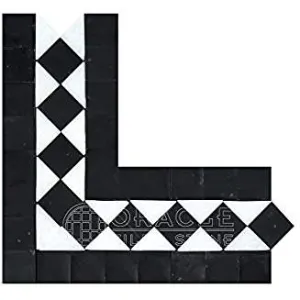 Thassos White Greek Marble BIAS Corner Border / Listello with Black Dots, Polished