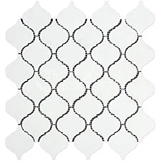 Thassos White Greek Marble Lantern Arabesque Mosaic Tile, Polished
