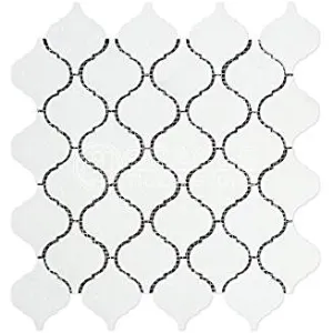 Thassos White Greek Marble Lantern Arabesque Mosaic Tile, Polished
