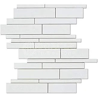Thassos White Greek Marble Random Strip, Polished