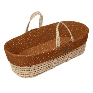 THE LITTLE GREEN SHEEP Quilted Moses Basket and Rocking Stand Bundle - Terracotta Rice