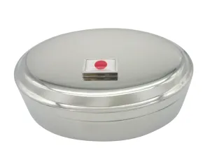 Thick Bordered Japan Flag Pendant Oval Trinket Jewelry Box
