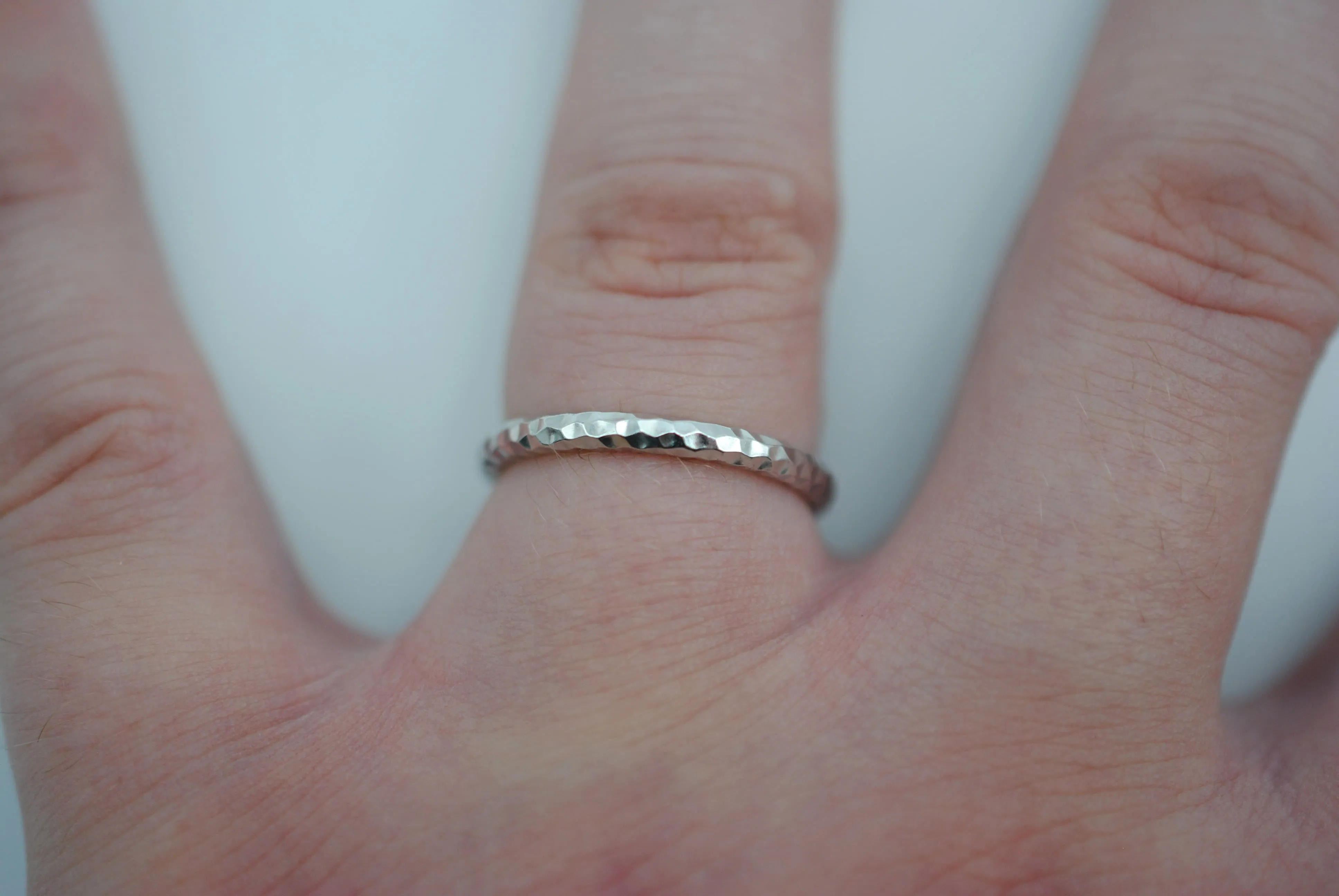 Thick Rhodium Sparkle Stacker Ring