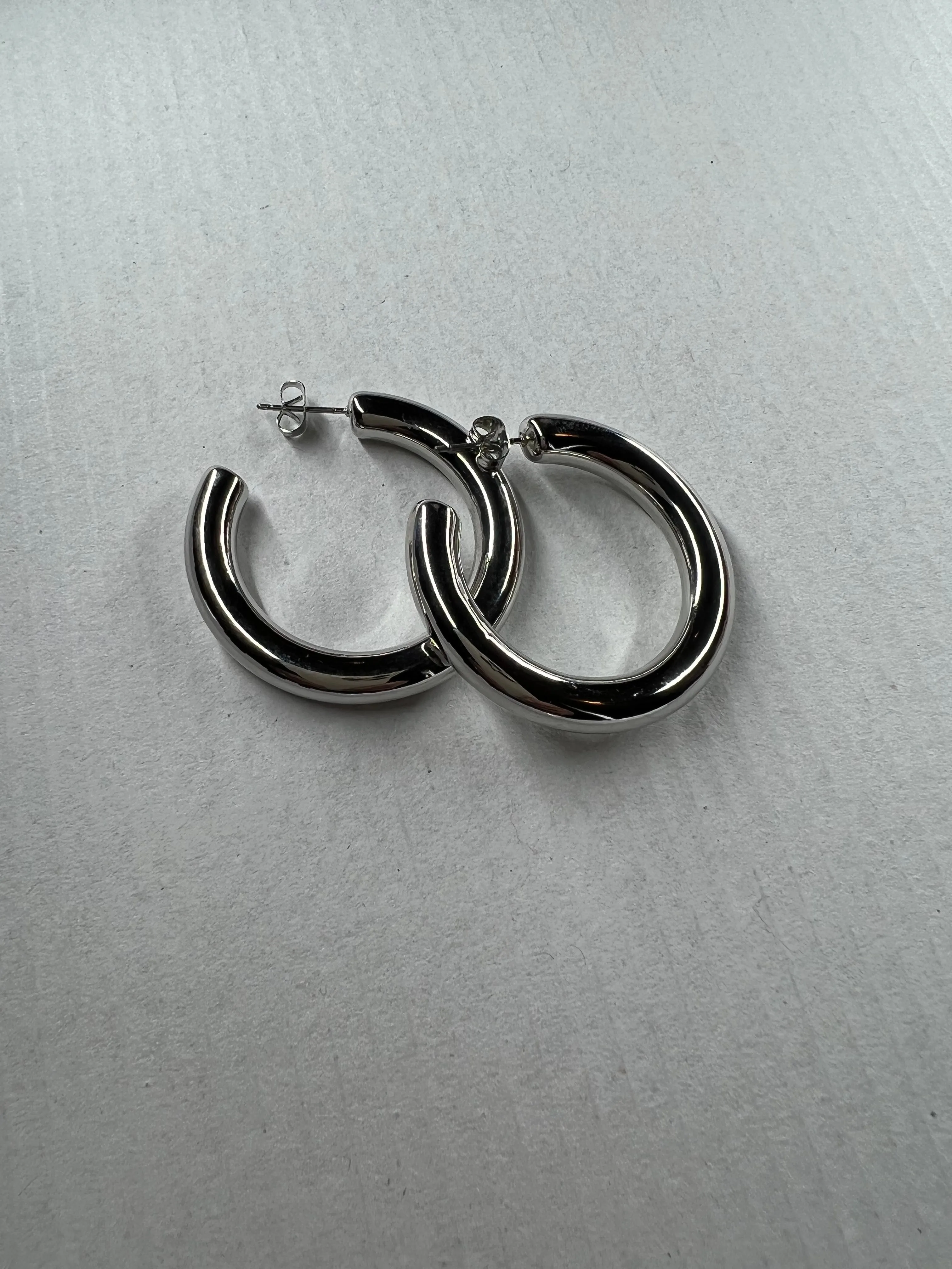 Thick silver hoop