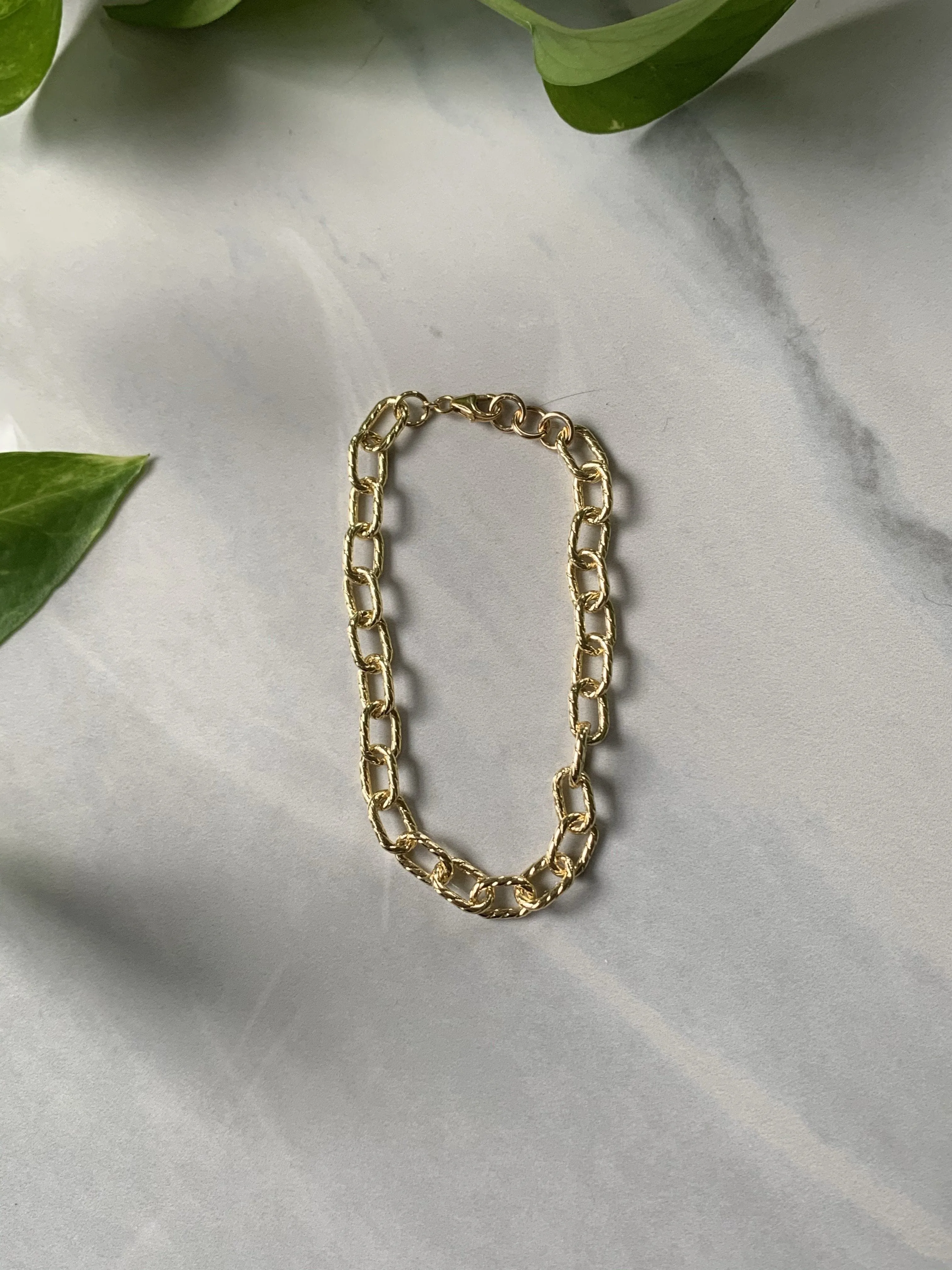 Thick Textured Paperclip Chain Bracelet