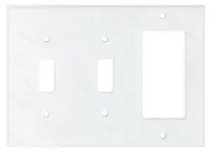 Tilefornia Carrara White Marble Double Toggle Rocker Switch Plate Polished/Honed