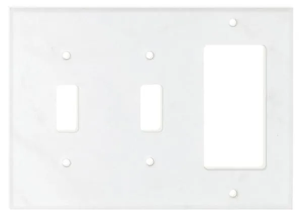 Tilefornia Carrara White Marble Double Toggle Rocker Switch Plate Polished/Honed