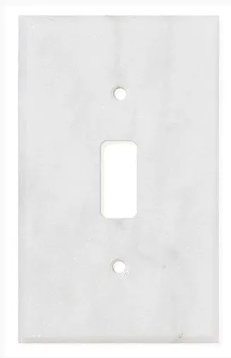 Tilefornia Carrara White Marble Single Toggle Switch Plate Polished/Honed