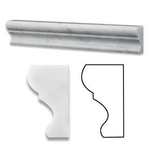 Tilefornia Italian Carrara White Marble 2" X 12" Crown (Mercer) Molding Polished/Honed