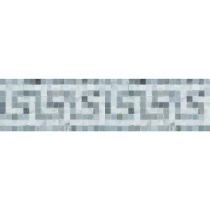 Tilefornia Italian Carrara White Marble Greek Key Border with Blue/Gray Marble Polished/Honed