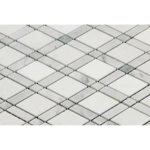 Tilefornia Lattice Thassos White & Carrara White & Blue Marble Diamonds
