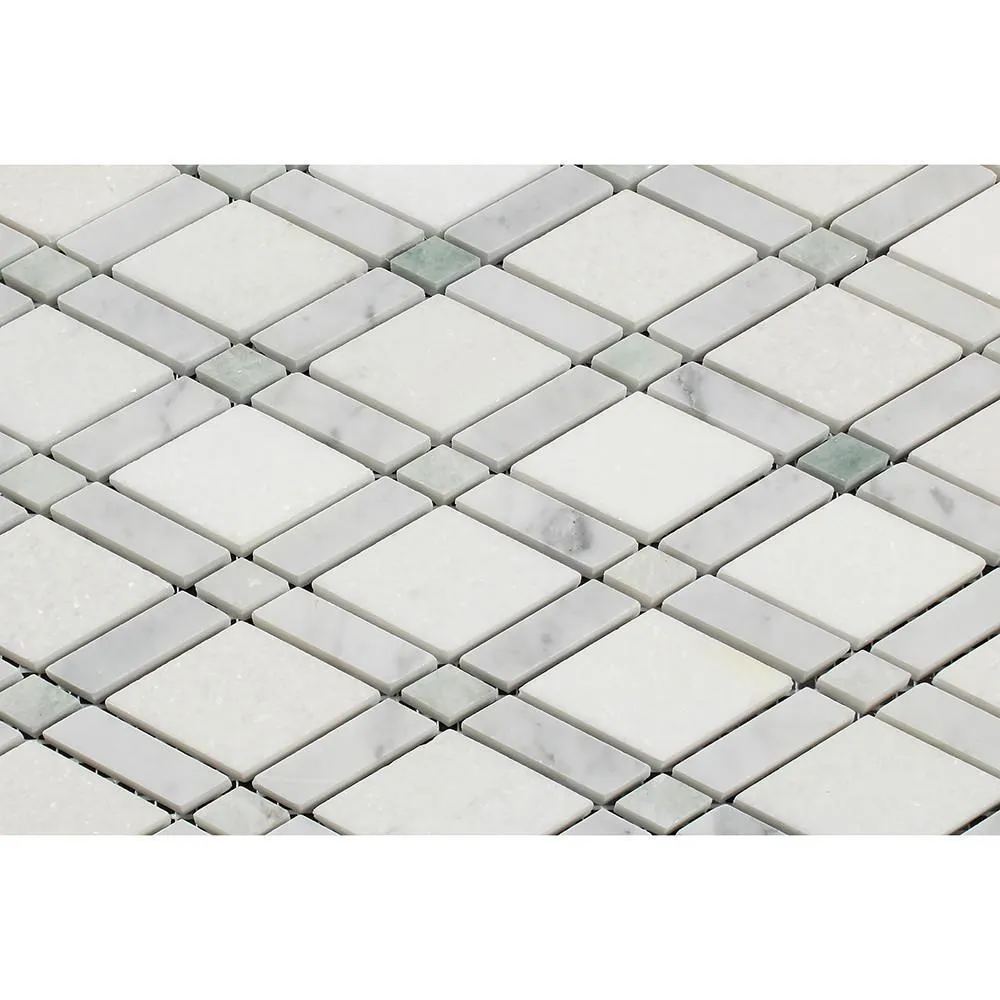 Tilefornia Lattice Thassos White & Carrara White & Blue Marble Diamonds