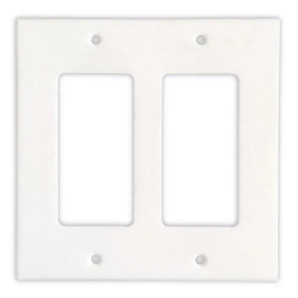 Tilefornia Thassos White Marble Double Rocker Switch Plate