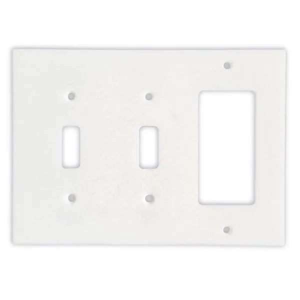 Tilefornia Thassos White Marble Double Toggle Rocker Switch Plate