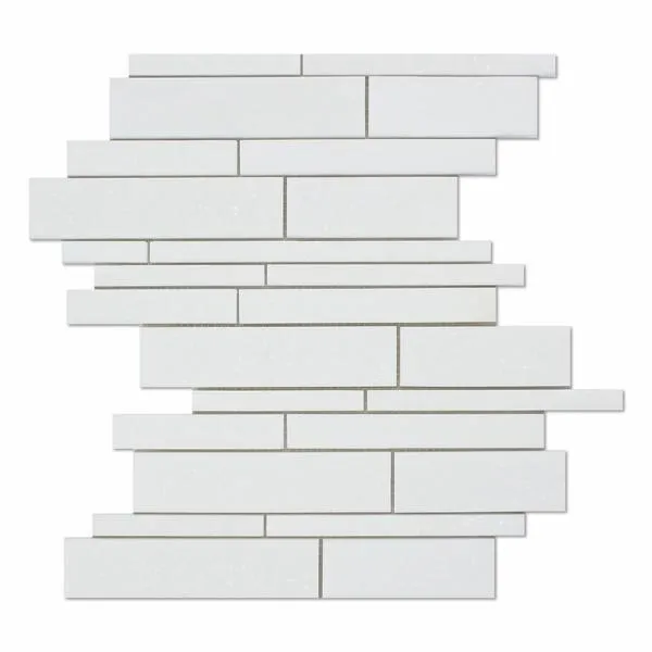 Tilefornia Thassos White Random Strip Marble Mosaic Tile