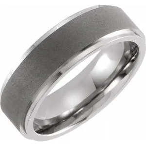 Titanium 7 mm Ridged Oxidized and Polished Band Size 11.5