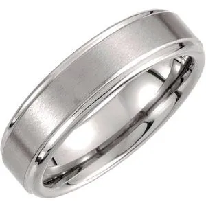 Tungsten 6 mm Satin and Polished Edge Band Size 12