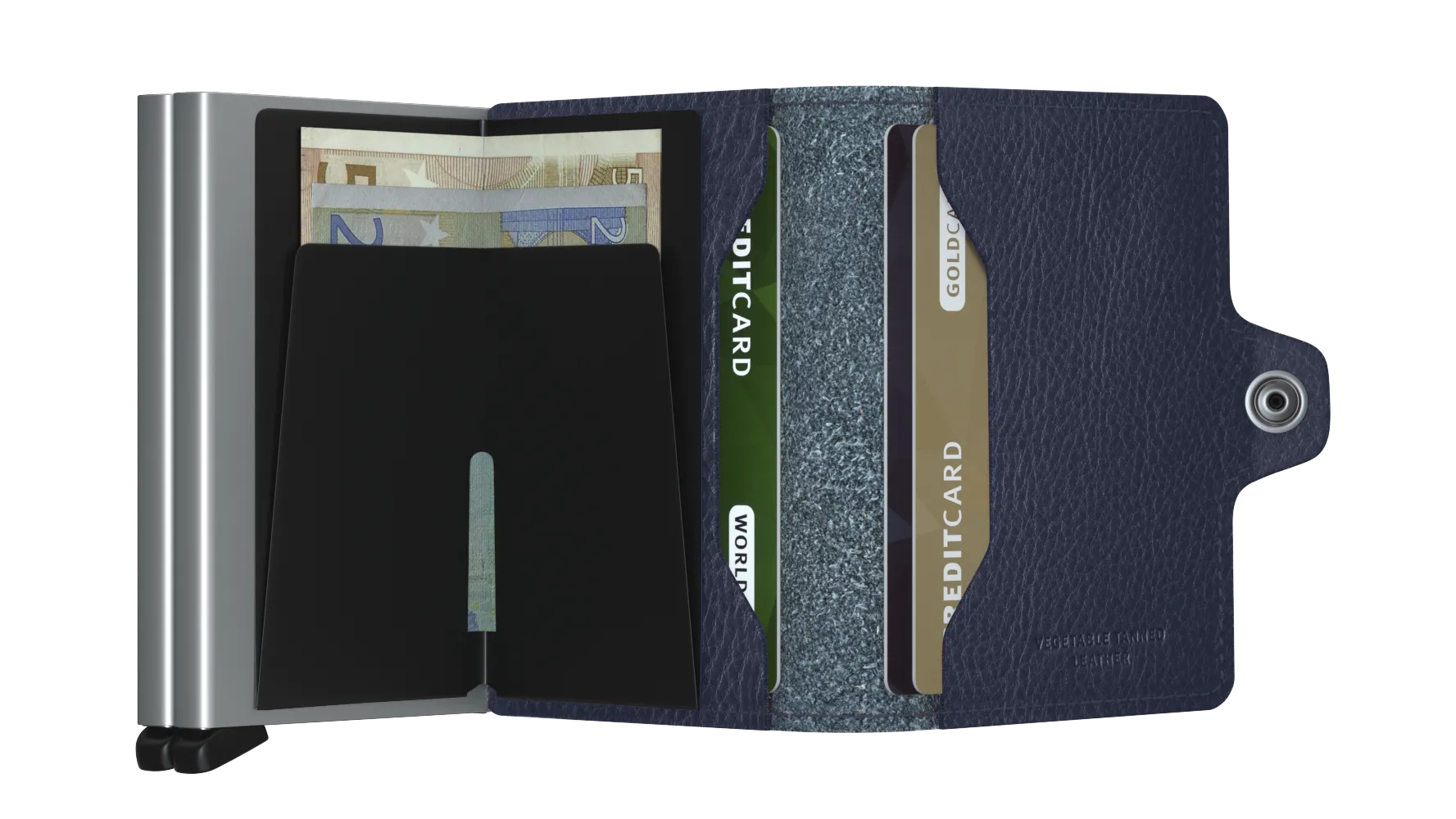 Twinwallet Veg Navy/silver RFID Secure