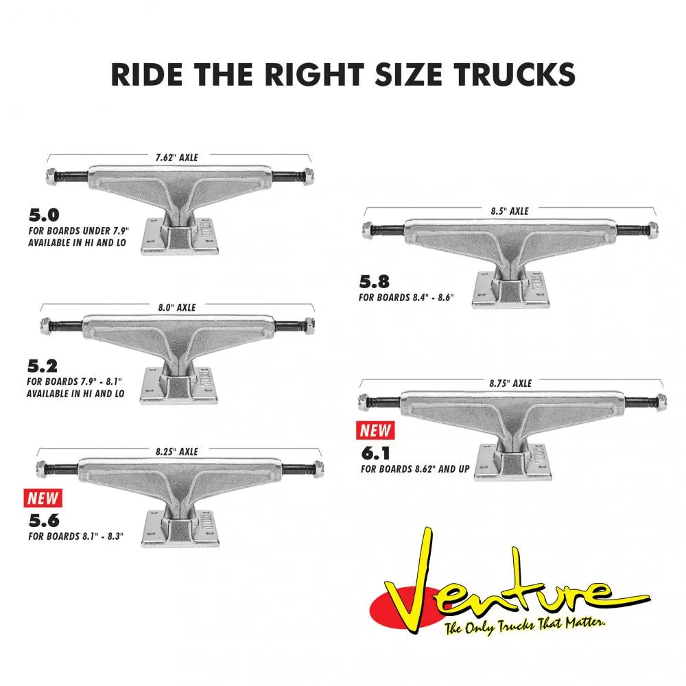 Venture V-Lights 5.2 Hi polished Skateboard trucks 8"
