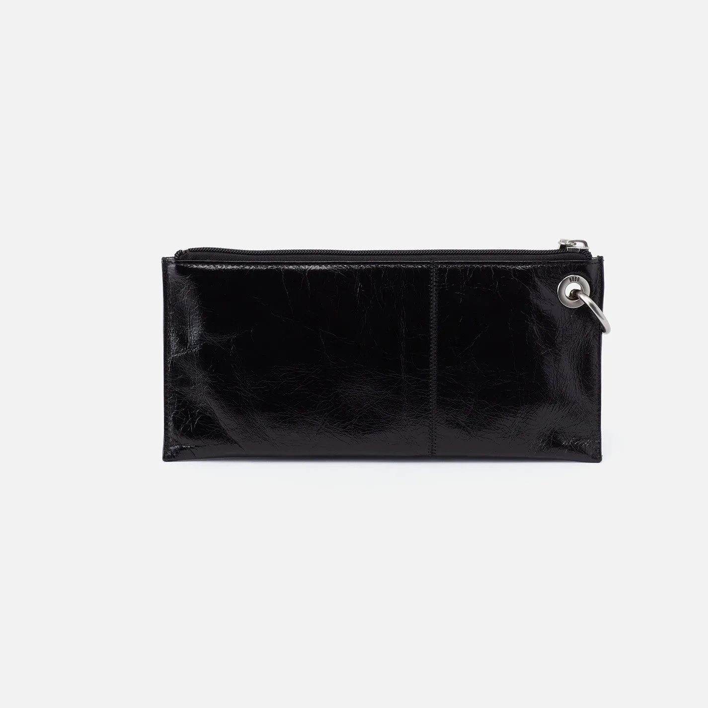 Vida Wristlet In Polished Leather - Black