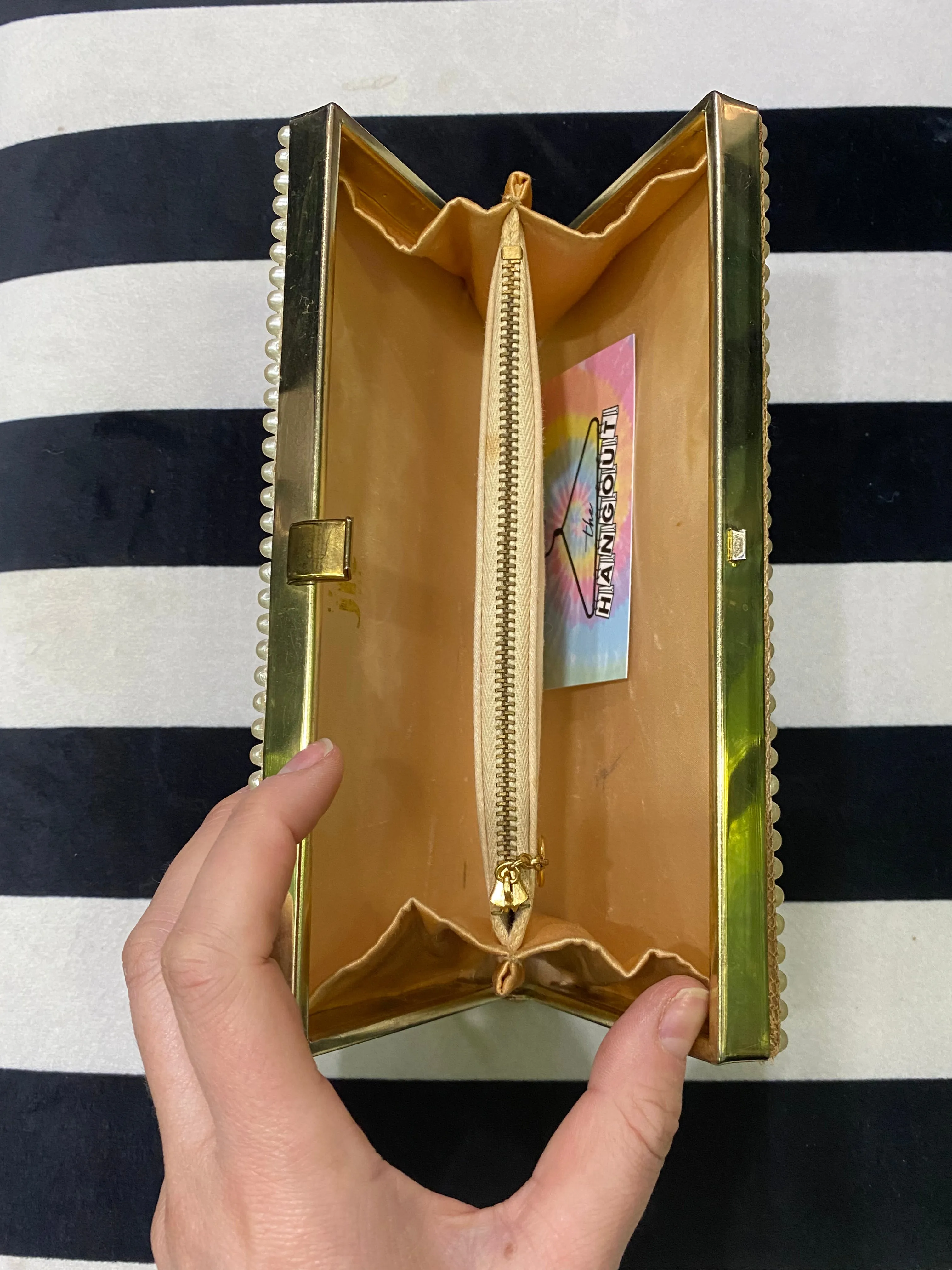 Vintage: Hard Rectangle Pearl Clutch