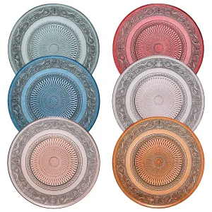 Vintage Inspired Pastel Glass Dinner Plates Set of 6