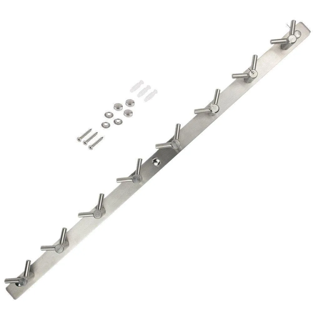 Wall Mounted Coat Rack, BOSINS Stainless Steel Coat Hooks, Hook Rack for Bedroom, Bathroom, Foyer, Hallway, Entryway, Kitchen (16 hooks) …