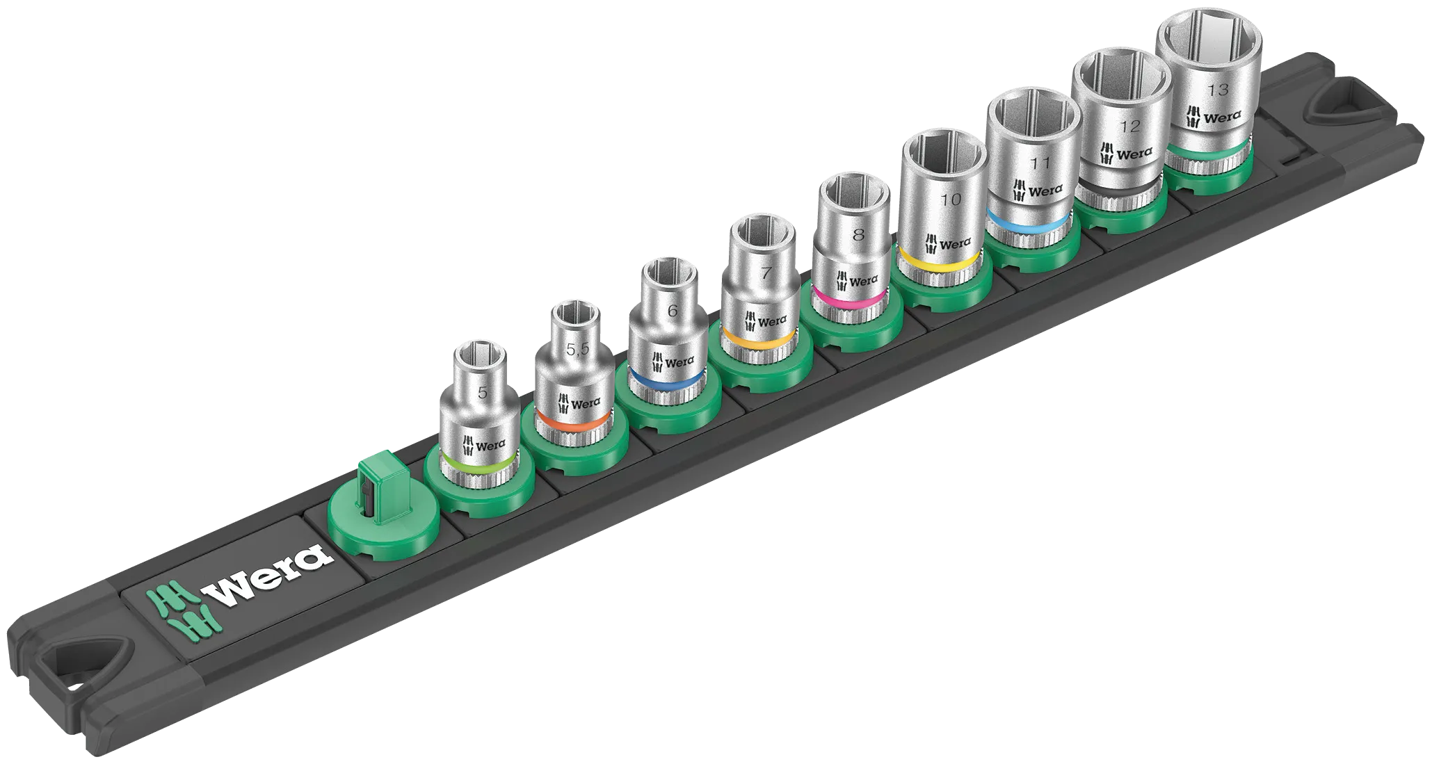 Wera Magnetic socket rail A 4 Zyklop socket set, 1/4" drive, 9 pieces