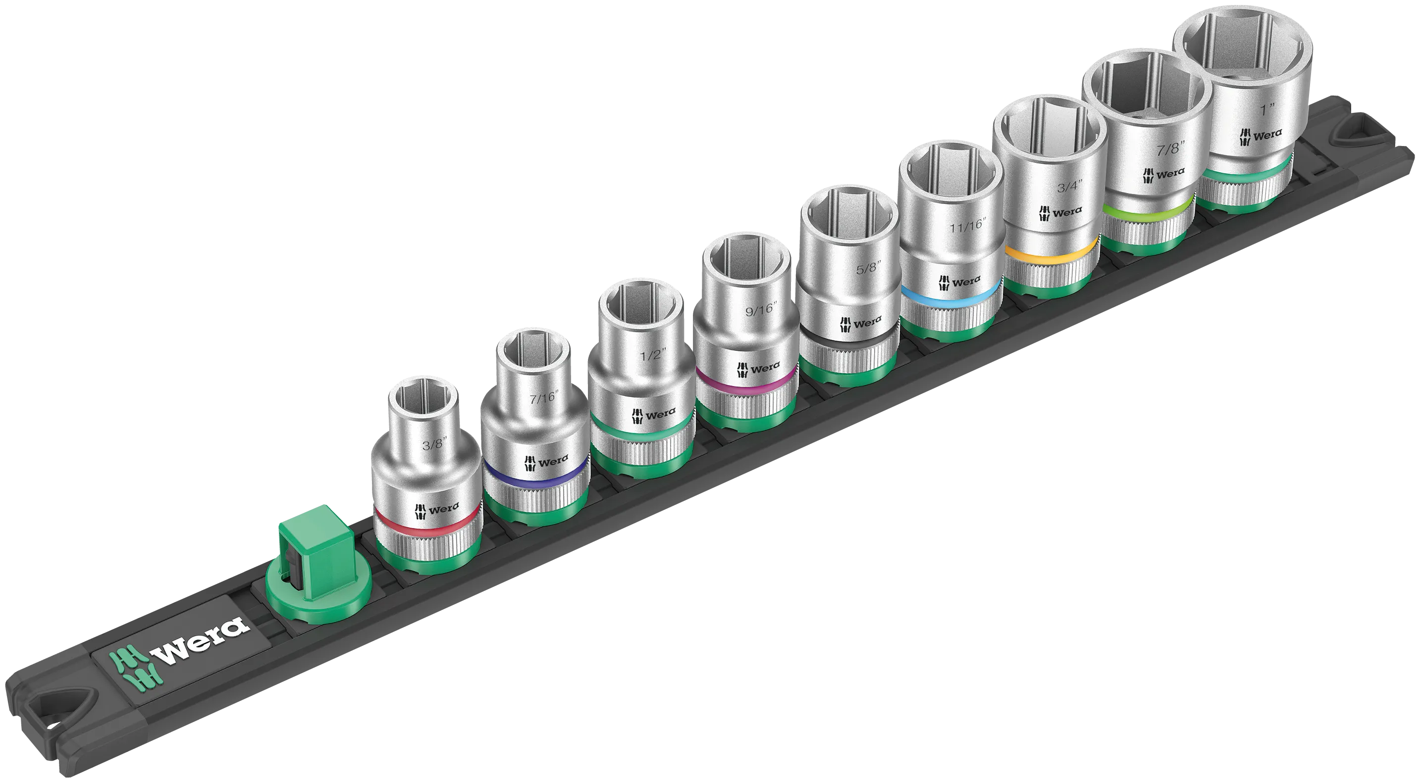 Wera Magnetic socket rail C Imperial 1 Zyklop socket set, 1/2" drive, imperial, 9 pieces