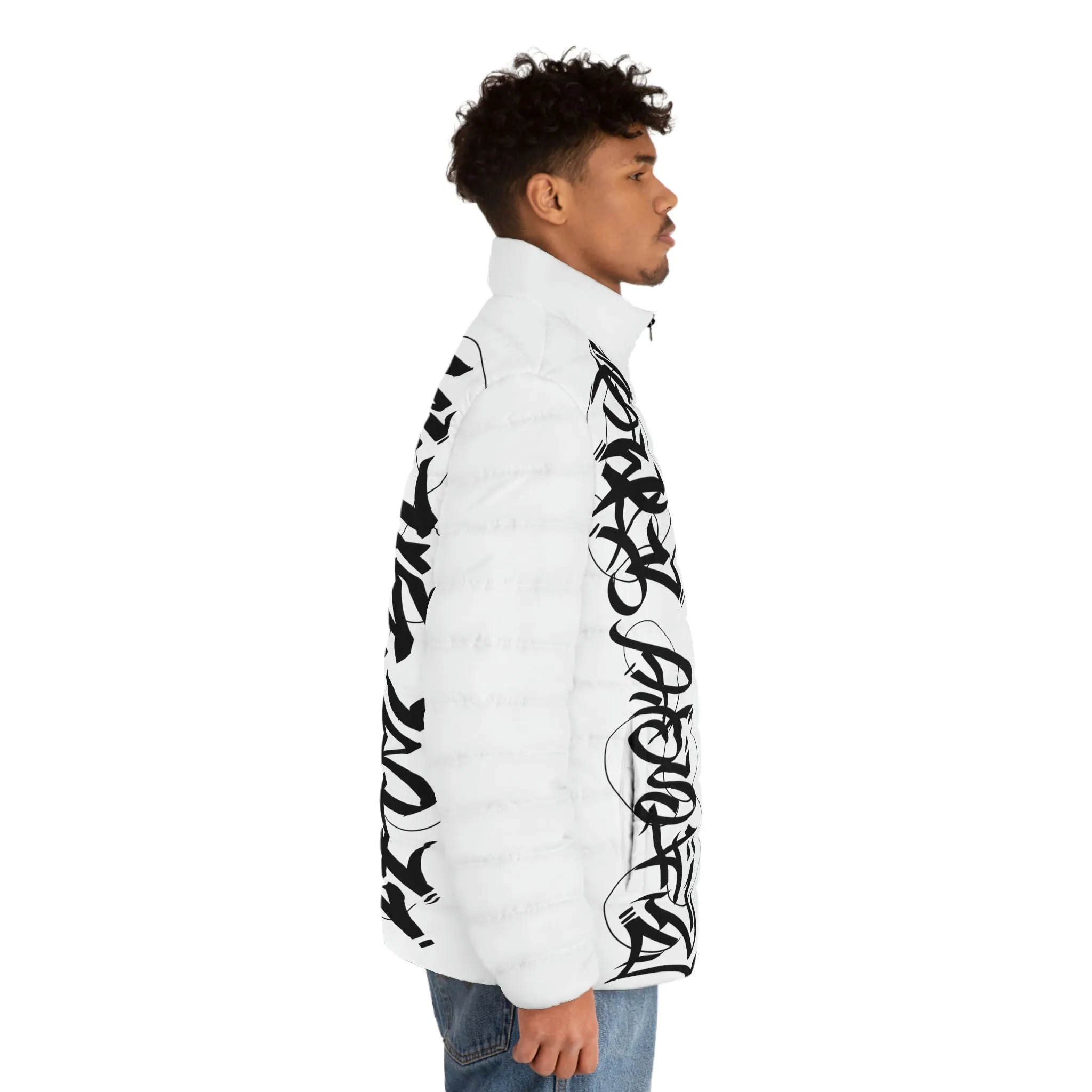 White Graffiti SPDB Men's Puffer