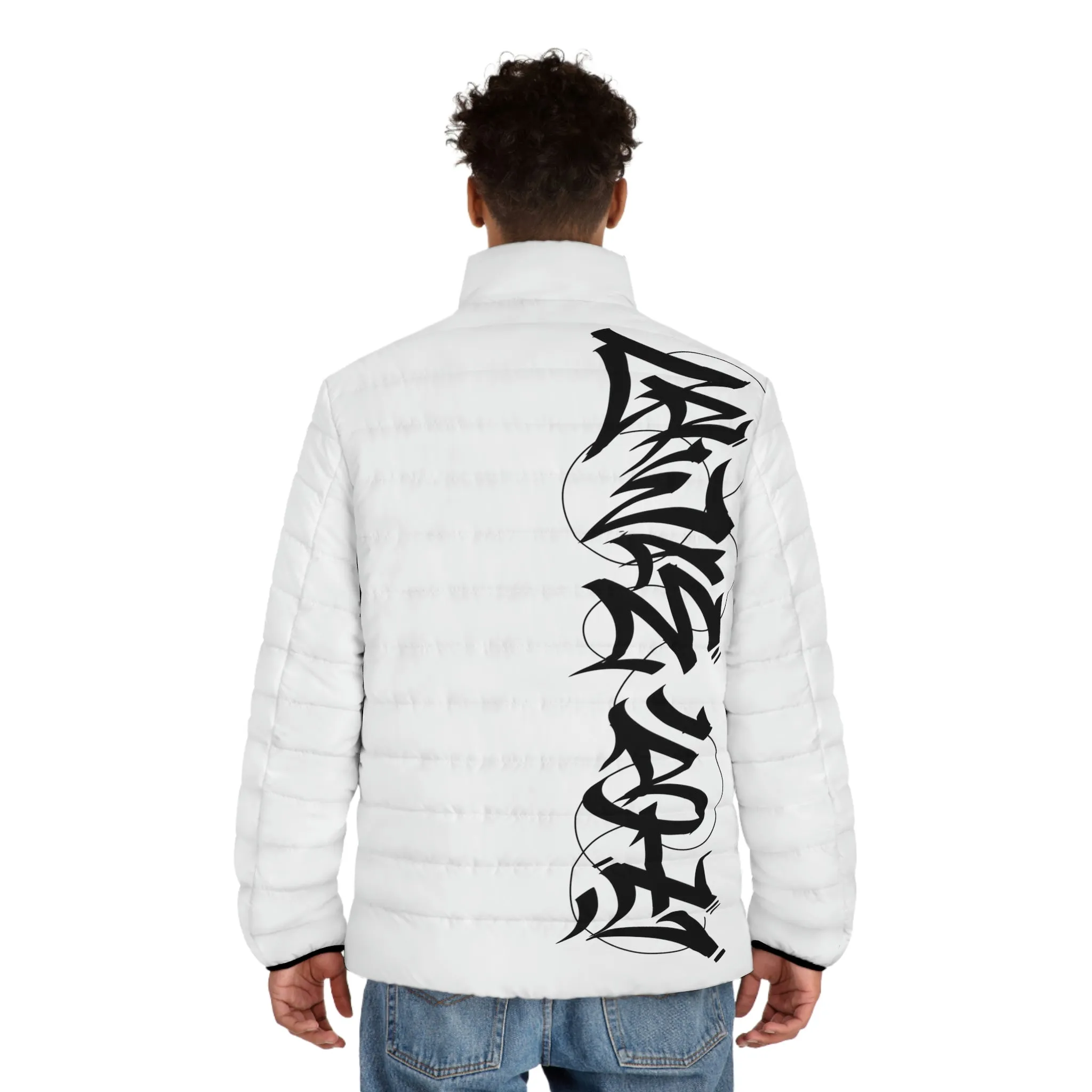 White Graffiti SPDB Men's Puffer