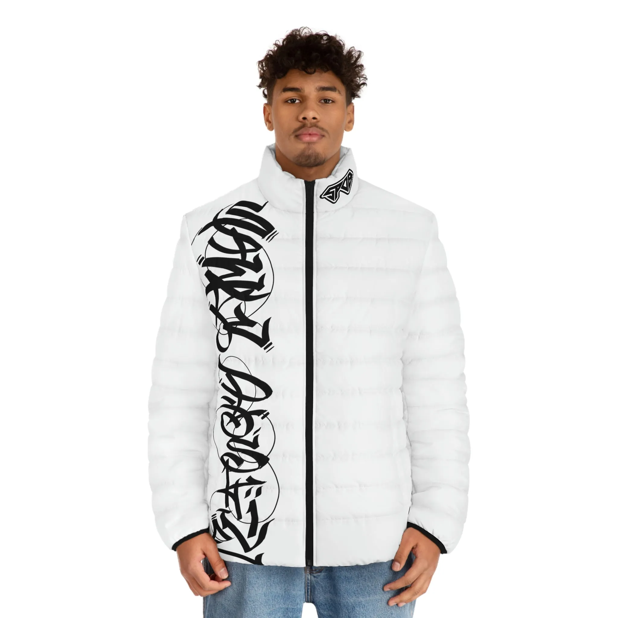 White Graffiti SPDB Men's Puffer