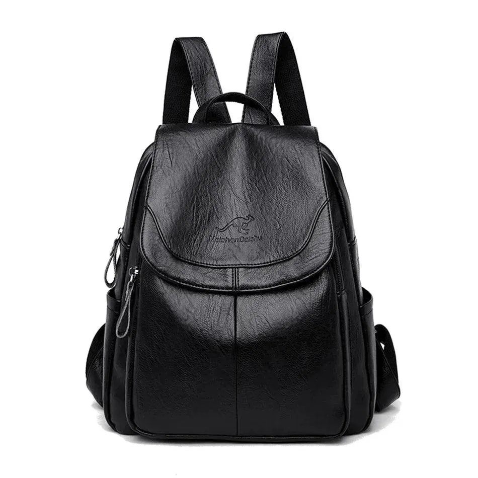 White Leather Women's Backpack