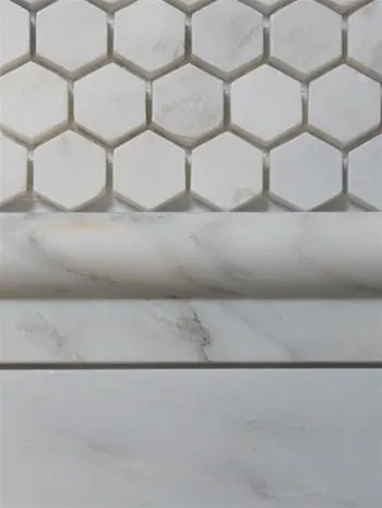 White Marble Hexagon 1x1 POLISHED Mosaic Tiles - 6x6 Sample Only