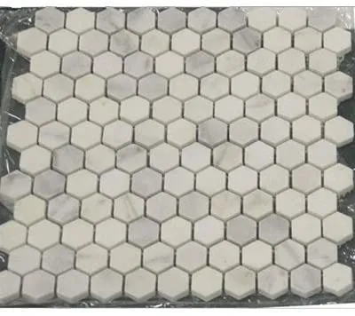 White Marble Hexagon 1x1 POLISHED Mosaic Tiles - 6x6 Sample Only