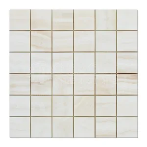 White Onyx (Bianco Fantastico) 2 X 2 Mosaic Tile, Cross-Cut, Polished