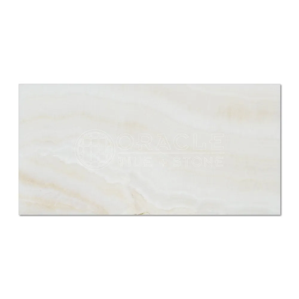 White Onyx (Bianco Fantastico) 3 X 6 Subway Brick Tile, Cross-Cut, Polished - Box of 5 sq. ft.