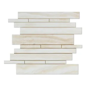 White Onyx Random Strip Mosaic Tile, Cross-Cut, Polished - Sample