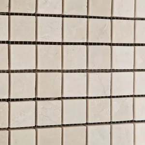 White Pearl / Botticino Marble 1 X 1 Polished Mosaic Tile - 6" X 6" Sample
