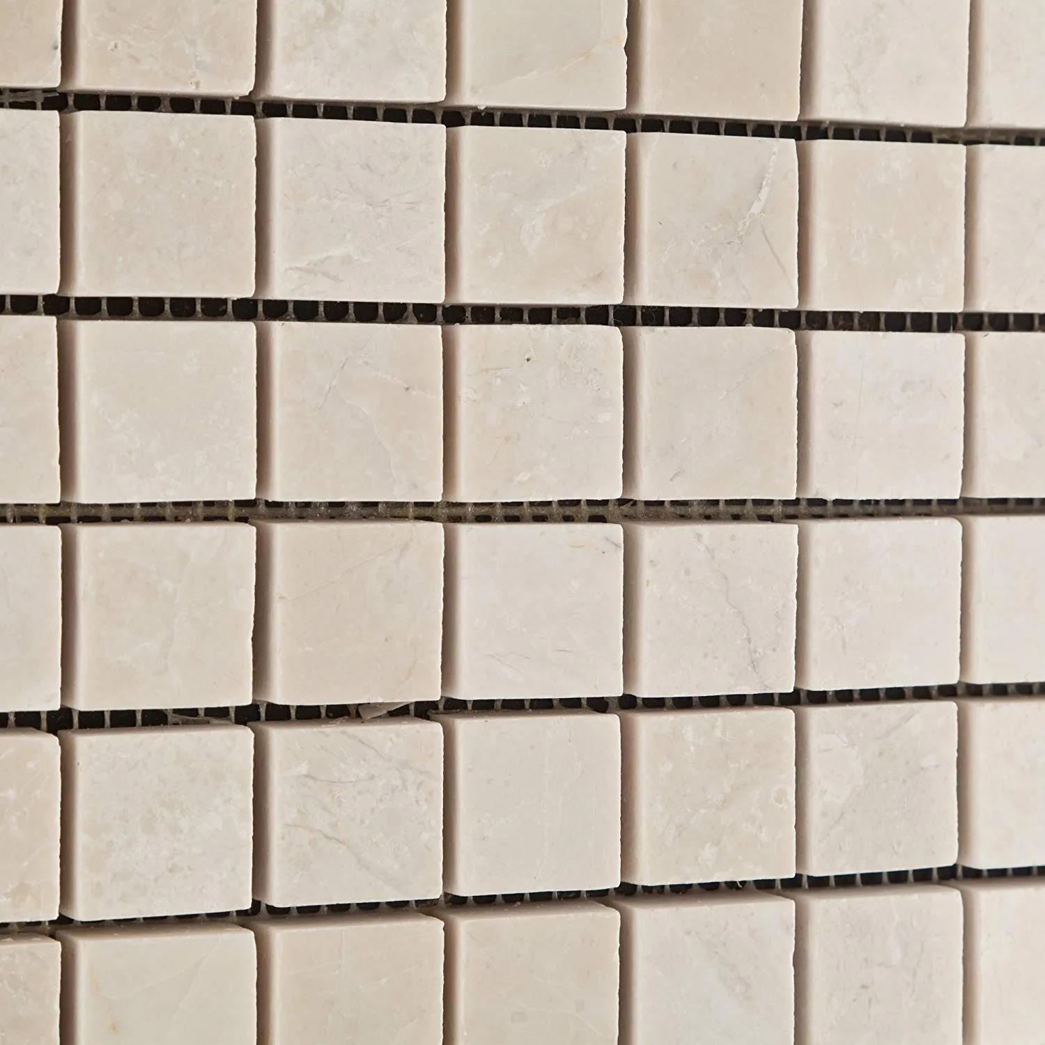 White Pearl / Botticino Marble 1 X 1 Polished Mosaic Tile - Box of 5 Sheets