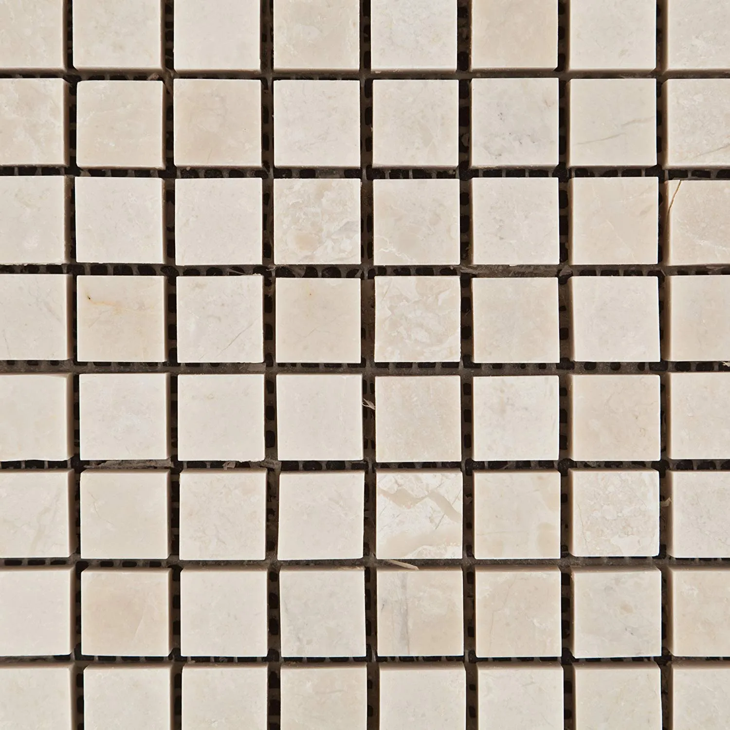White Pearl / Botticino Marble 5/8 X 5/8 Polished Mosaic Tile - Box of 5 Sheets