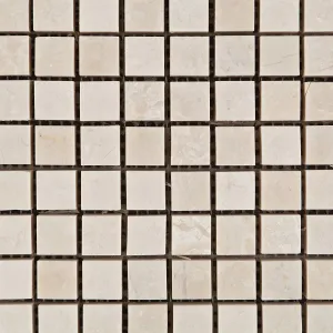 White Pearl / Botticino Marble 5/8 X 5/8 Polished Mosaic Tile - Box of 5 Sheets