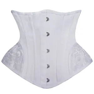 White Steel-Boned Cincher with Hip detail Underbust Corset