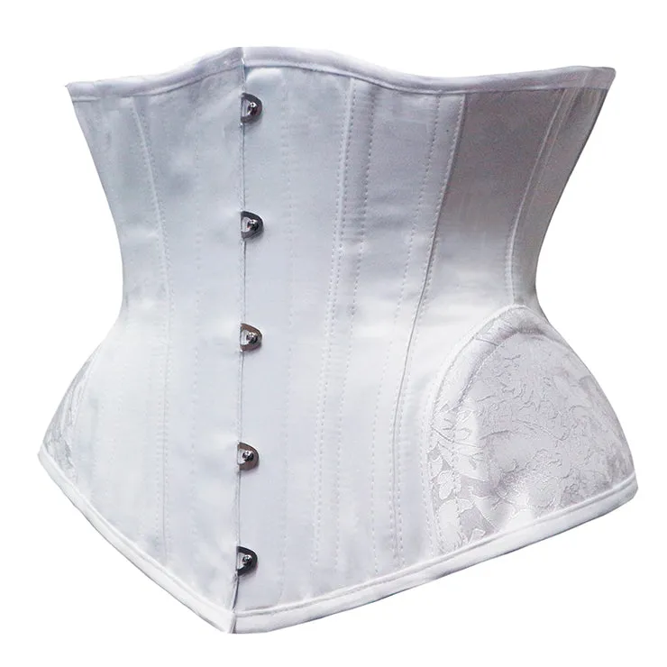 White Steel-Boned Cincher with Hip detail Underbust Corset