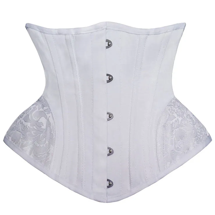 White Steel-Boned Cincher with Hip detail Underbust Corset