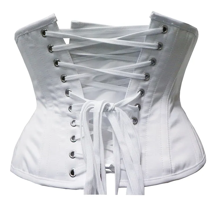 White Steel-Boned Cincher with Hip detail Underbust Corset